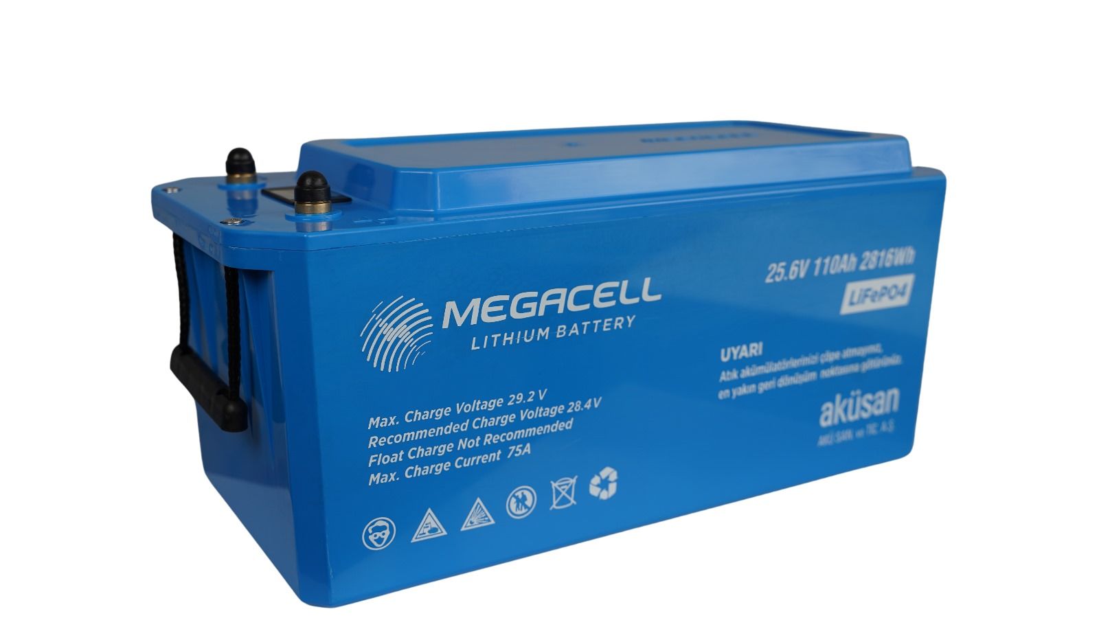 MEGACELL LiFePO4 12.8V 100Ah Karavan/Marin ABS Lityum Demir Fosfat Akü
