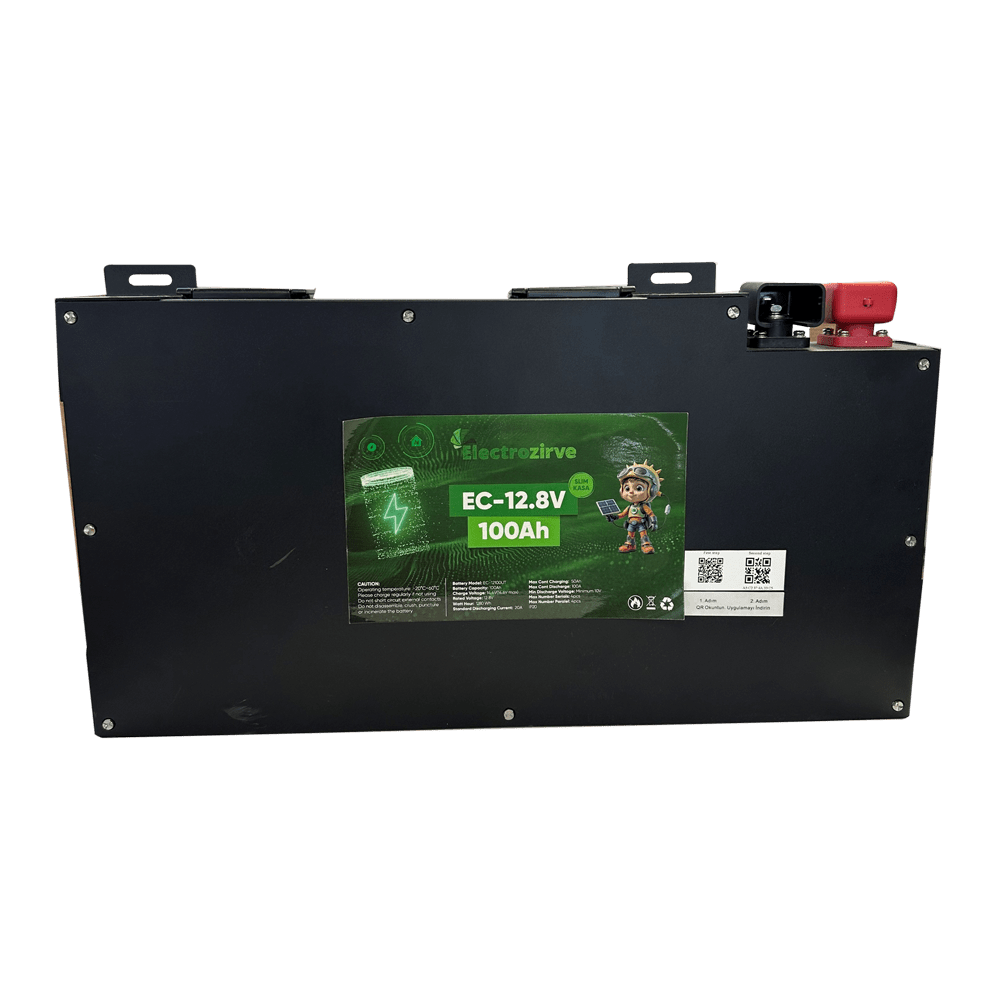 Electrozirve 12.8V 100Ah Slim Kasa Lityum (LiFePO4) Batarya