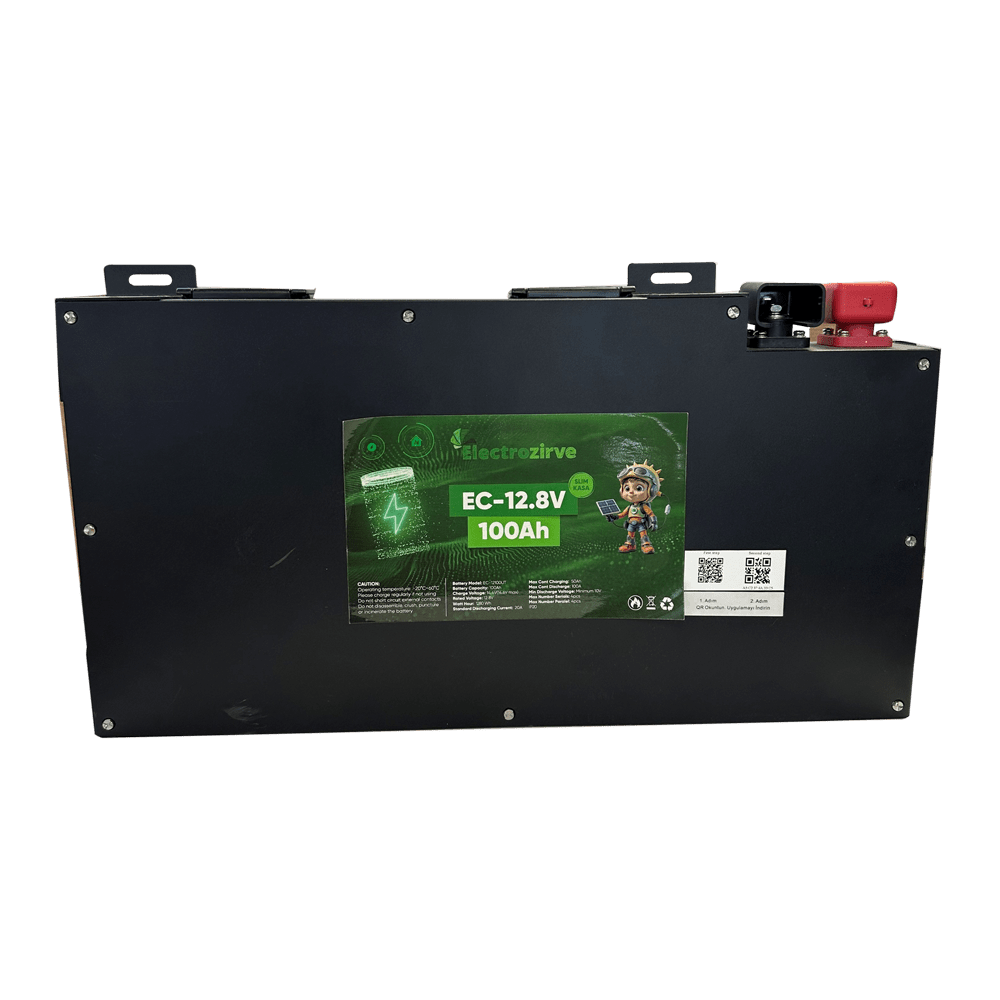 Electrozirve 12.8V 100Ah Slim Kasa Lityum (LiFePO4) Batarya