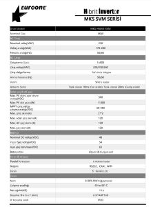 EUROONE 8 KW AKILLI HİBRİT İNVERTER MKS-HW8K-SVM