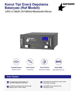EUROONE 51.2 150 AH 7,5 KW LİFEPO4 AKÜ