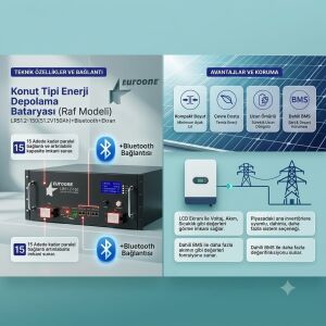 EUROONE 51.2 150 AH 7,5 KW LİFEPO4 AKÜ