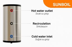 Güneş paneli ile çalışan su ısıtıcı SUNBOİL SUNBUFFER 200 Litre(Fiyata panel dahil değildir)
